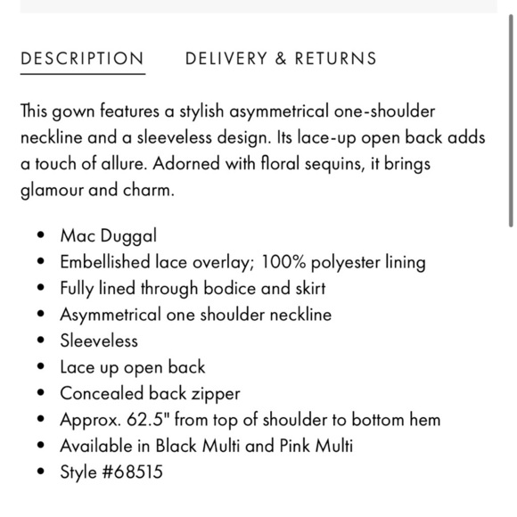 MAC DUGGAL Embellished one shoulder Lace Strappy Column Gown NWT - Picture 6 of 13